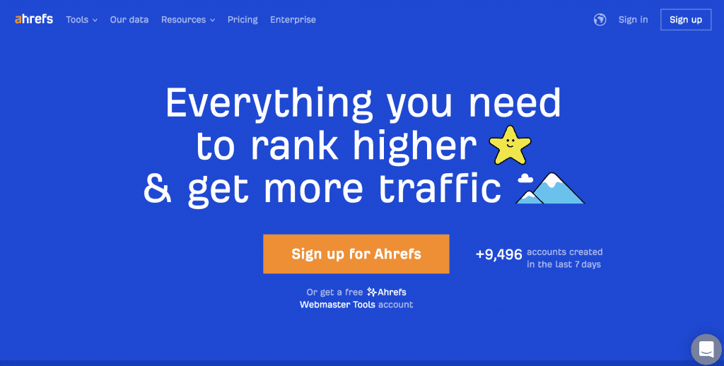 Homepage Screenshot of Ahrefs