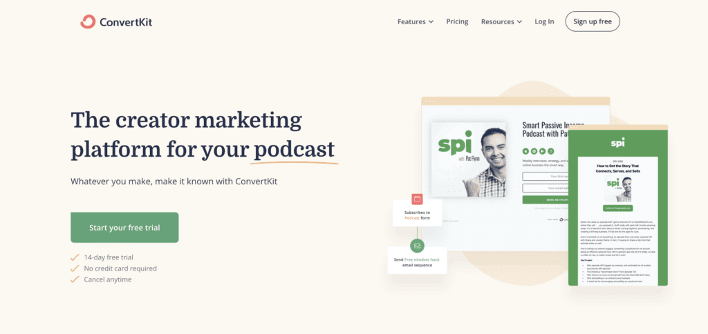 Convertkit Homepage Screenshot