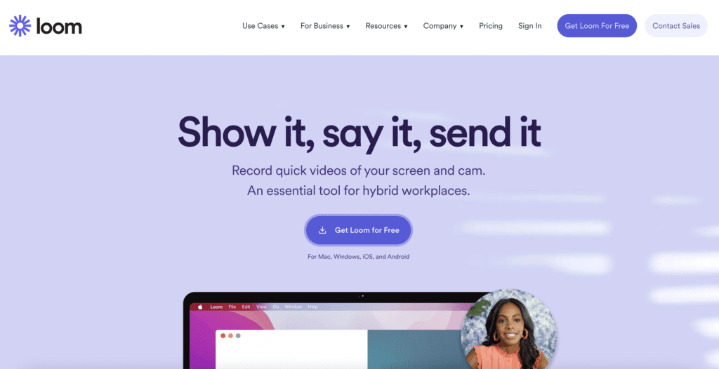 Loom Video Home Page Screenshot