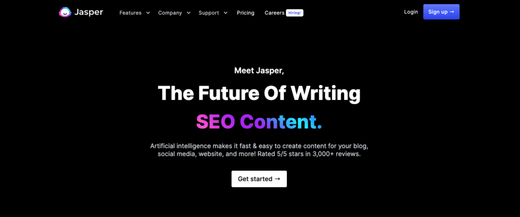 Jasper AI Homepage Screenshot