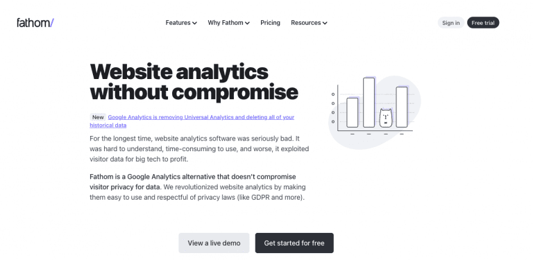 Fathom Analytics Home Page Screenshot